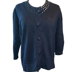 Cinnamon Cinder sweater cardigan fabric button down elbow length sleeves Sz Lar